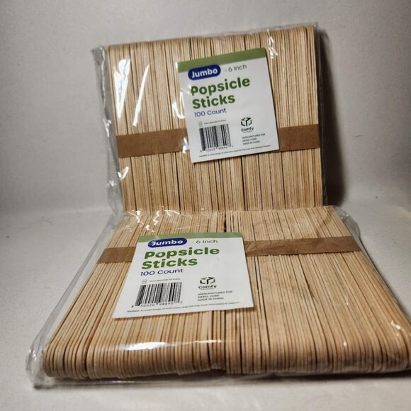 200 Count Jumbo Popsicle Sticks 6" Craft School Art Supplies Wooden Waxing Wax - Picture 10 of 11